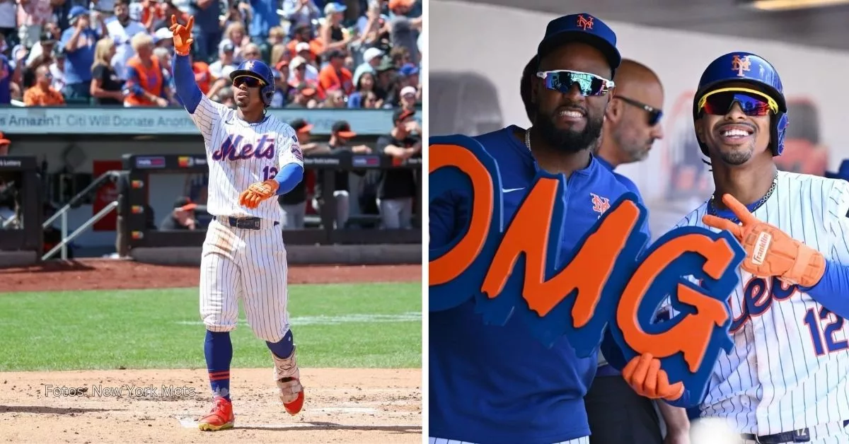 Francisco Lindor celebrando luego de conectar un jonrón con New York Mets en el Citi Field