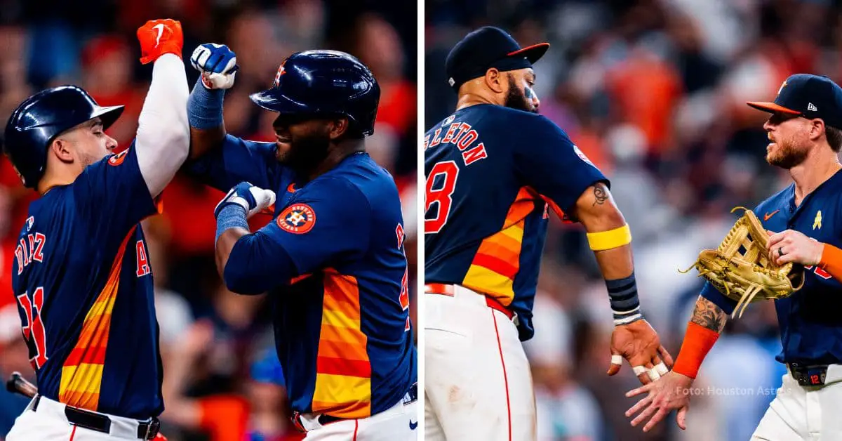 Houston Astros celebrando victoria vs Kansas City Royals